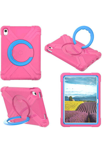 SIGLOO Rugged case with stand for Apple iPad Air 11"/10.9 Air 5/4, shockproof, pink red + blue