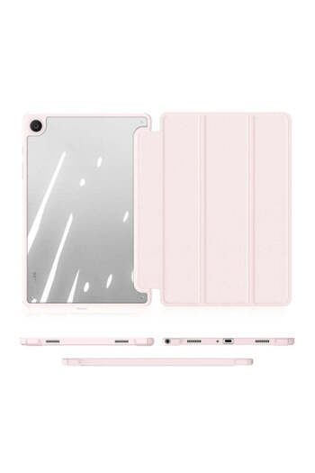 SIGLOO Premium case for Samsung Galaxy Tab A9 8.7", leather interior, transparent anti-shock PC back, Pink