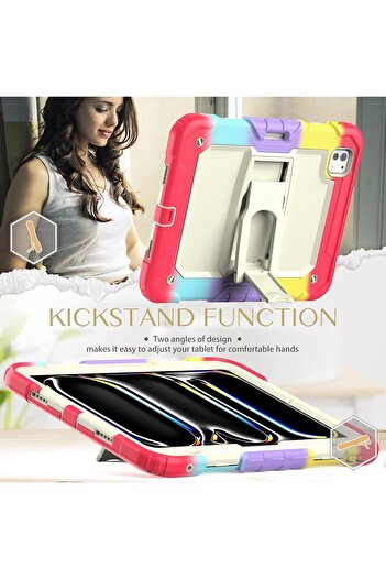 SIGLOO Premium case for iPad Mini 7/6 8.3", protection, pencil holder, stand, strap Red Multicolor