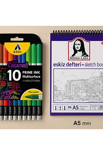 KarmaOfis A5 Sketchbook + Fineliner Set of 10 Fine Tips