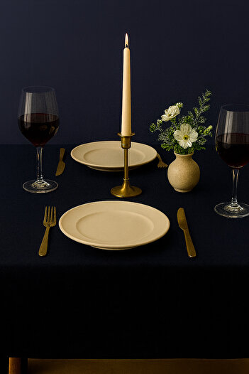 Mirilliahome Raw Linen Tablecloth – Navy Blue Tablecloth