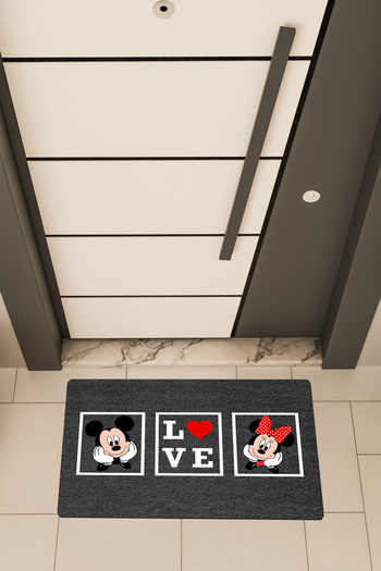 Dormot High Quality Digital Printing Black, Miki, Minie Love Themed Door Mat