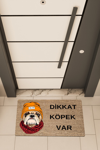 Dormot Quality Digital Printing Brown, Caution Dog Varr Themed Door Mat