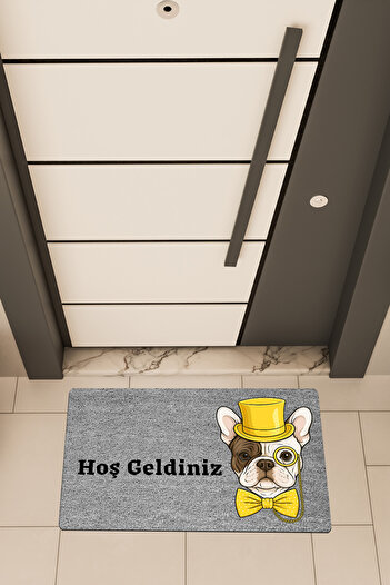 Dormot High Quality Digital Printing Gray, Yellow Color Entel Pug Themed Door Mat