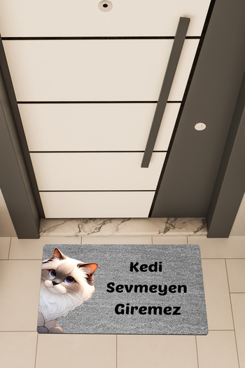 Dormot High Quality Digital Printing Gray, No Cat Lover Theme Door Front Mat