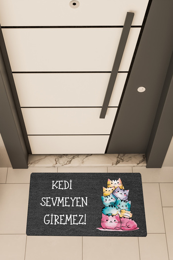 Dormot High Quality Digital Printing Black, Cat Lover Cannot Enter Themed Door Mat