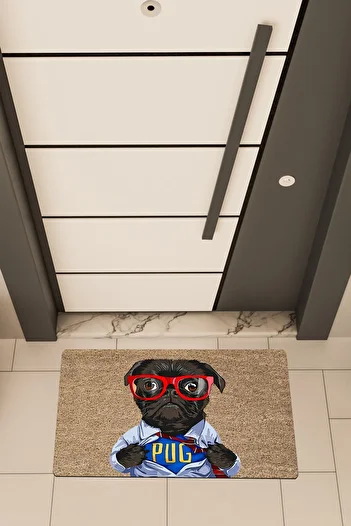 Dormot Quality Digital Print Brown, Super Pug Themed Door Front Mat