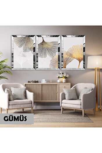 Harikabirev Amazing | Gold Minimal Lines Flower Abstract Model | Plexiglass Framed Mdf Plksmdf