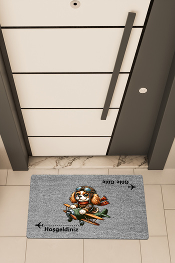 Dormot High Quality Digital Printing Gray, Airplane Dog Themed Door Mat