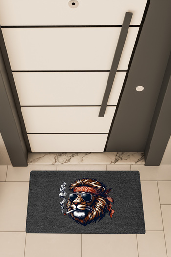 Dormot High Quality Digital Print Black, Crazy Lion Theme Door Front Mat