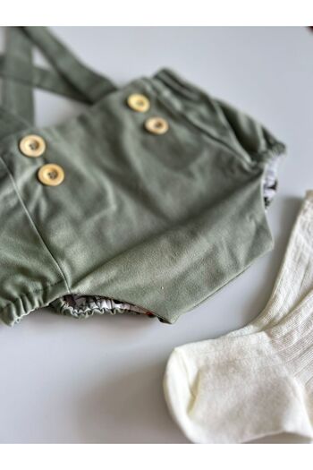 il mio bambino İl Mio Bambino Handmade 100% Cotton Baby Salopet Shorts - Summer Jumpsuit Shorts with Color Options