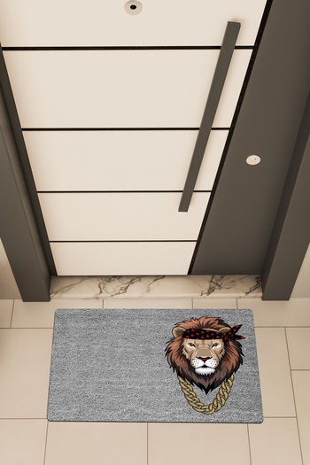 Dormot High Quality Digital Printing Grey with Chain Lion Theme Door Front Mat