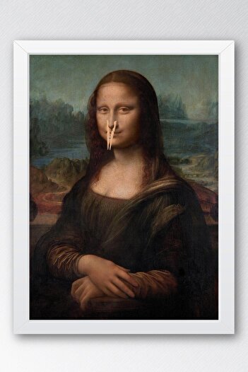 Saturn Burnu Mandallı Mona Lisa Çerçeveli Tablo - WC Tuvalet İçin Tablo
