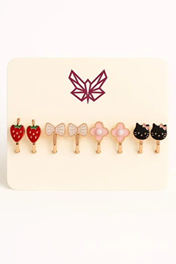MakeWell Economical Package Non-Perforated Earrings Bow Heart Flower Hello Kity Clover Cherry Design Compression Earrings