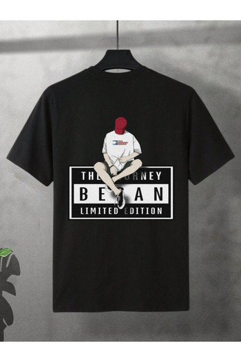 ELNOYA Unisex Black Oversize "Limited Addetion" Printed Crew Neck Comfortable T-Shirt