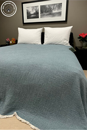 VESSİNOHOME Pure Series Double Muslin Bedspread (220×240) 100% Cotton, 4 Layers, Natural Breathable Fabric
