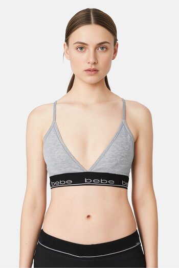 Bebe Women Brand Logo Padded Bralette, Grey