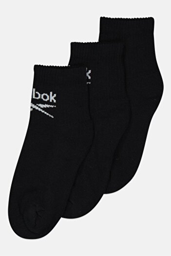 Reebok Men 3 Pair Brand Logo Ankle Socks, Black