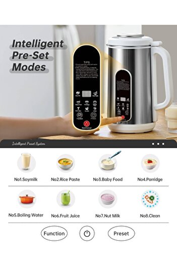 erorex 8--1 Stainless Steel Nut Milk Maker – 1200Ml Soy, Oat, Almond, Coconut & Plant-Based Milk Machine,