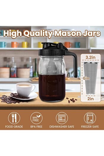 erorex Cold Brew Coffee Maker, 32Oz Cold Brew Pitcher Stainless Steel Super Dense Filter, Durable Glass,