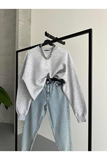 FERZOLAİO Unisex Plain Melange Sweatshirt