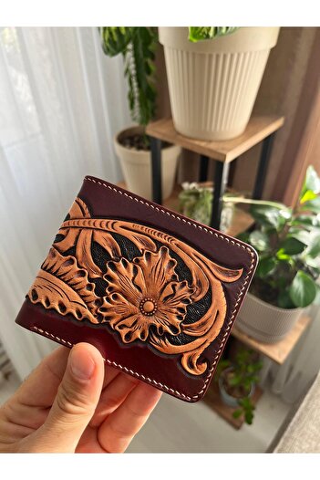 Pey Aksesuar Western Pattern Leather Wallet Custom Handmade