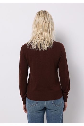 Colin's Slim Fit Polo Neck Plain Women's Brown Sweater