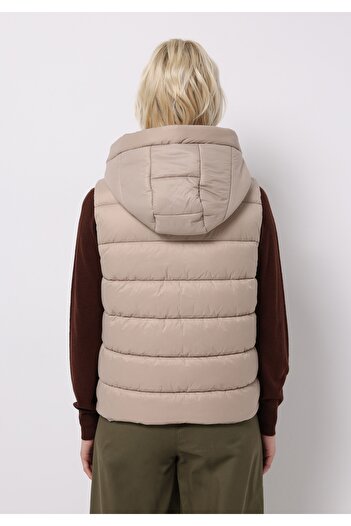 Colin's Regular Fit Hooded Zippered Lined Detachable Hooded Women's Beige Vest
