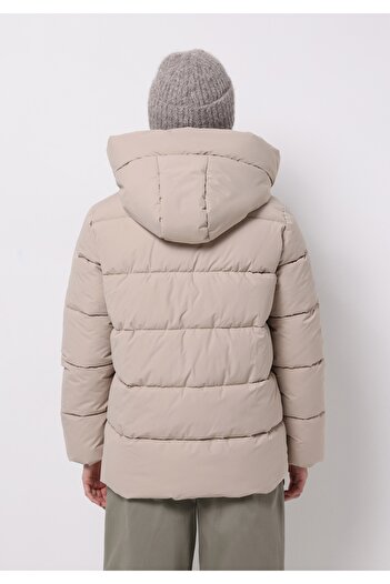 Colin's Regular Fit Hooded Zippered Lined Water Resistant Women's Beige Coat