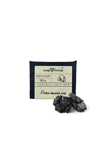 Soap&Friends Activated Charcoal 130g Soap Bar | Deep Cleansing for Face and Body, Suitable for All Skin Types