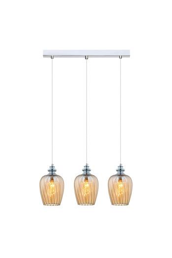 Italux Pirita Interior Chandelier, chrome, amber glass, 3XE14, 40 cm,