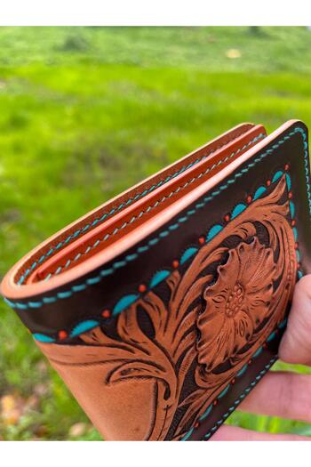 Pey Aksesuar Western Pattern Leather Wallet Custom Handmade