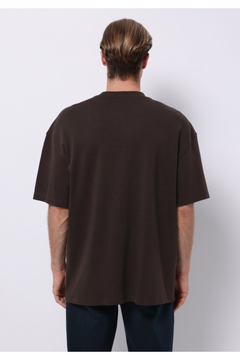 Colin's Oversize Fit Round Neck Plain Men's Brown Short Sleeve T-Shirt