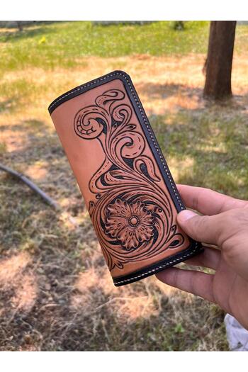 Pey Aksesuar Western Pattern Leather Wallet Custom Handmade