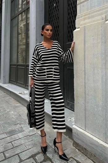 MODA Candy Striped Straight Fit Trousers Suit 9705-015