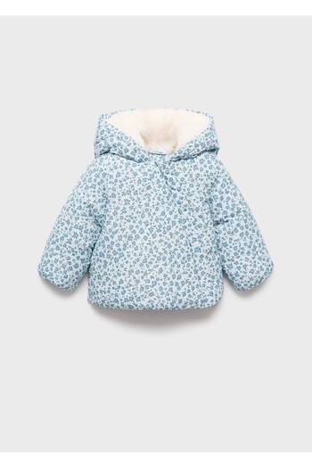 MANGO Baby Çiçek desenli tüylü anorak