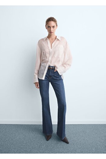 MANGO Woman Violeta yüksek bel flare jean pantolon