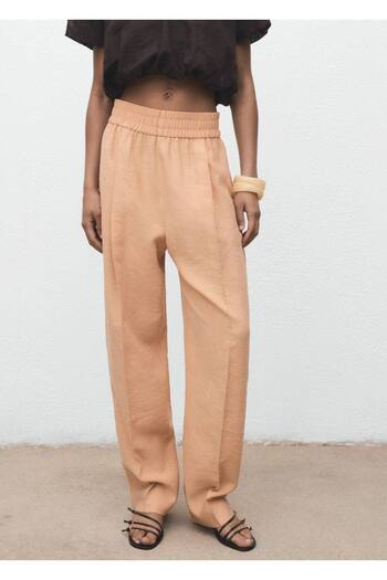 MANGO Woman Beli lastikli lyocell pantolon