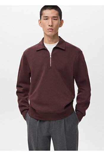 MANGO Man Regular kesim fermuarlı yaka sweatshirt