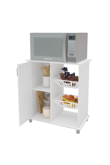 POLITORNO MOVEIS Kitchen cabinet table with 2 multi-purpose baskets, white, 75*66*38