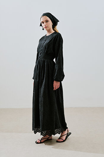Manuka Brode Buttoned Dress Black