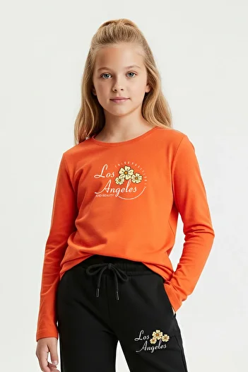 panios kids Round Neck Los Angeles Printed Girl's Tracksuit Set