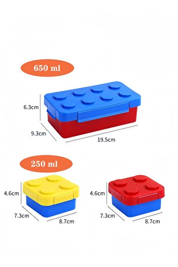 XIUWOO Buildable Building Block Kids Lunch Box Picnic Bento Box With Red Insulated bag