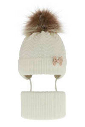fantasialand Winter Set for Girls Hat and Scarf Ivory Chloe