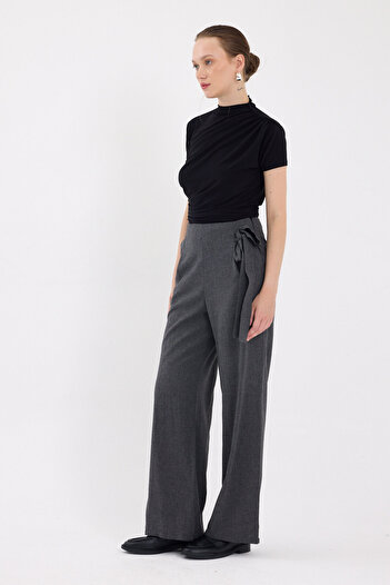 Rays Anthracite Side Tie Detailed Palazzo Women's Trousers 4779A