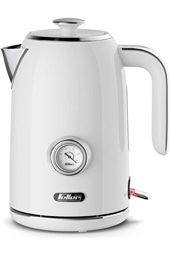 FELLER Germany, Retro Style 1.7L Kettle with Thermometer, 2200 W, Stainless Steel Body, STRIX Contro