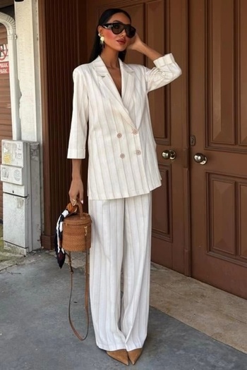Butik Striped Linen Suit with Blazer Jacket 10186