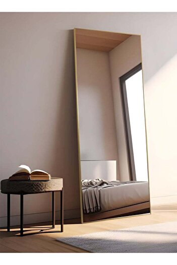 Taimi Large Mirror With Elegant Design 155x45cm-full Length Mirror With Gold Metal Frame And Back Stand