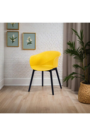 Ebticar Single Plastic Chair with Armrests – yellow