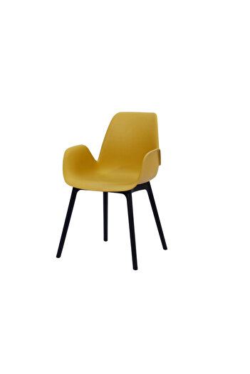 Ebticar Single Plastic Chair with Armrests – yellow